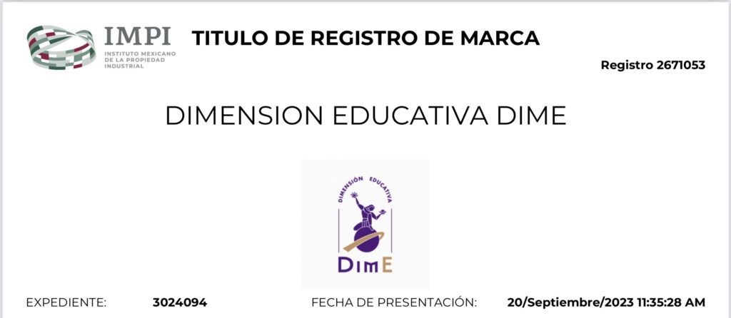 titulo de registro de marca de dimension educativa, dimension educativa en zamora sí es una marca registrada, dimension educativa dime marca registrada