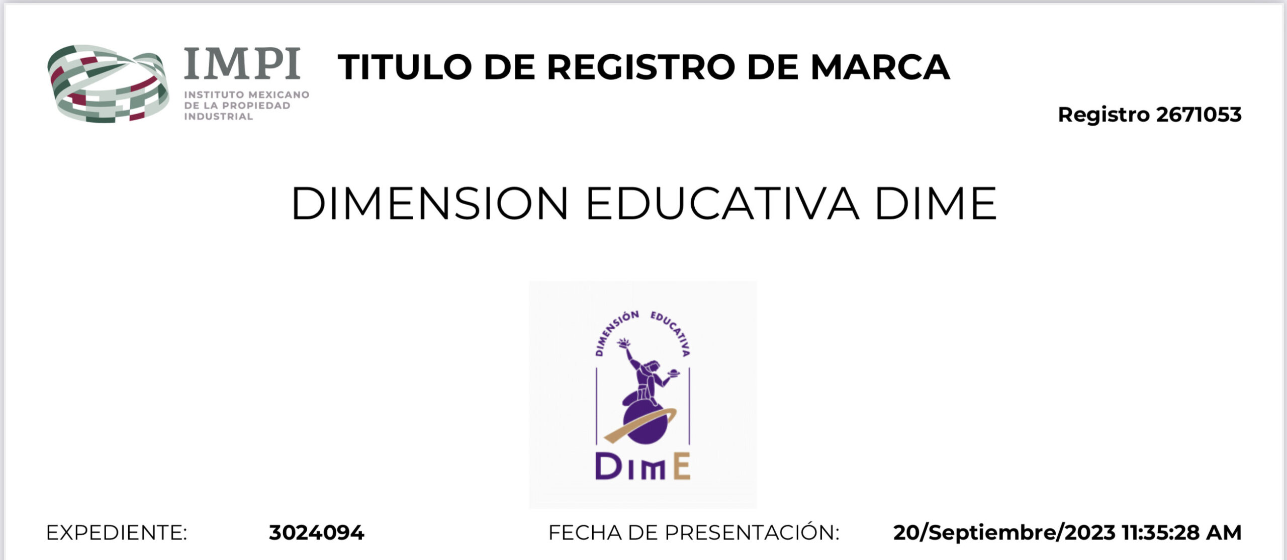 Dimensión Educativa: El respaldo oficial y la protección legal de una marca registrada titulo de registro de marca de dimension educativa, dimension educativa en zamora sí es una marca registrada, dimension educativa dime marca registrada